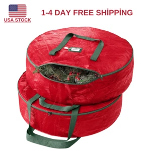 Heavy Duty Wreath Storage Bag, 24-Inch, Waterproof Plastic Holder, Red, 1-Pack - Picture 1 of 14