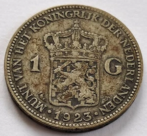 Países Bajos, 1 florín 1923 Wilhelmina, plata - Imagen 1 de 2