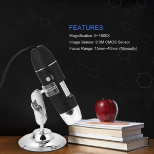 1600X Magnification USB Digital Microscope with OTG Function Endoscope 8-LED - Picture 1 of 12