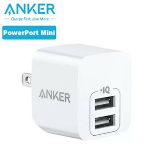 Anker PowerPort Mini 2 Port USB Wall Charger 2.4A Foldable Plug for iPhone 11 Xs