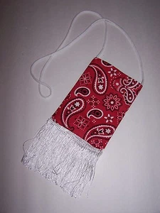 Pouch / Crossover Phone case Small Red Bandana Pattern With Fringed Edge Bottom - Picture 1 of 6