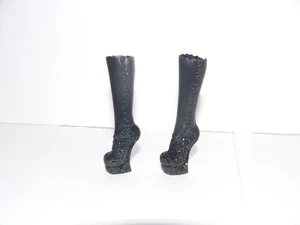 Monster High Doll Frankie Stein Ghouls Rule Tall Glittery Black Boots Shoes - Picture 1 of 3