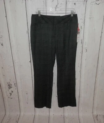 NEW Elle Womens Size 8 Bootcut Mid Rise Dark Gray Plaid Curvy Stretch Pants 3049 - Image 1 of 4