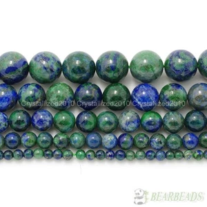 Natural Azurite In Lapis Lazuli Gemstone Round Beads 4mm 6mm 8mm 10mm 12mm 16" - Picture 1 of 12