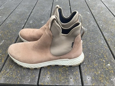 Zapatos Ecco Botín Tostado Gortex Suave Talla 9 Talla 9.5 Sin Cordones Cuero Yak Foto 1 de 4