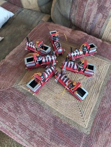 Vtg.  7 Piece ALL TRAINS Christmas Tree Ornaments Engine  Only Lot  Metal  RARE. - Picture 1 of 11