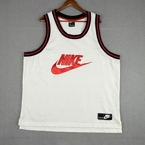 Nike Sportswear Embroidered Mesh Basketball Jersey Tank Top Men's 2XL White Y2K - Picture 1 of 13