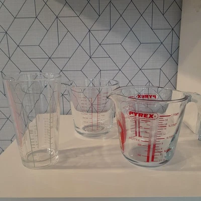 x3 Clear Measuring Jugs -  Pyrex, Mason & Cash & Dunelm - USED - Image 1 of 4
