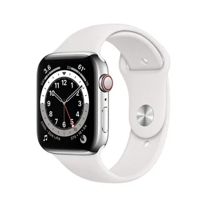 Apple Watch Series 6 (GPS + Cellular, 44 mm) - Boîtier en acier inoxydable argenté avec - Photo 1 sur 8