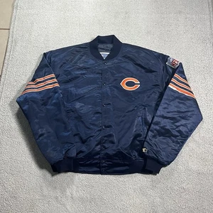 Chaqueta de iniciación Chicago Bears para hombre 2XL azul satinado botón a presión EE. UU. bombardero vintage - Imagen 1 de 16
