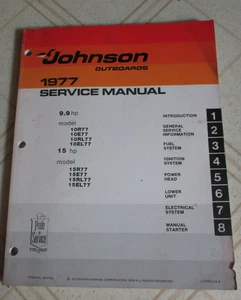 1977 Johnson 9.9 & 15 hp Outboard Motor Service Repair Manual JM-7705 - Foto 1 di 3