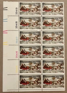 Scott #1551 Currier & Ives "Winter Road," 1974 Block 10¢ MNH/OG, VF/XF - Picture 1 of 2