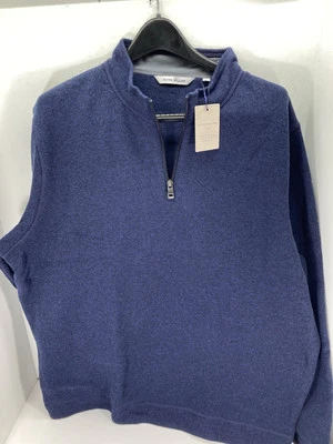 Peter Millar Crown Golf Sweater Men 2XL Navy Blue 1/4 Zip Long Sleeve NWT - Image 1 of 4