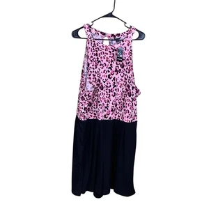 Torrid Romper Womens Size 3X Pink Leopard Black Shorts Animal Print New With Tag - Picture 1 of 5