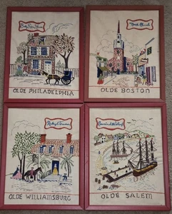 4 muestras de punta de aguja completas de colección Old Williamsburg Salem Boston Philadelphia - Imagen 1 de 11
