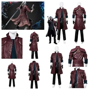 Devil May Cry 5 Dante Cosplay Costume Aged Dante Deluxe Leather Coat full outfit - Picture 1 of 12
