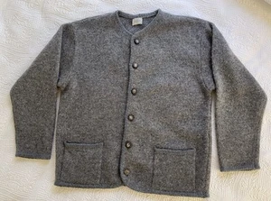 Benetton Cardigan Sweater/ Jacket Gray Shetland Wool Italy M/L - Picture 1 of 11