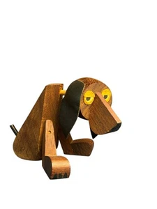 Vintage Frank Meisler Israel Handcrafted Wooden Dog Hound Figure *No Collar - Picture 1 of 8