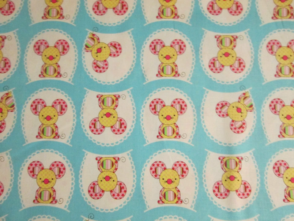  Mice Three Blind Blue Background Cotton Fabric FQ  - Image 1 of 1