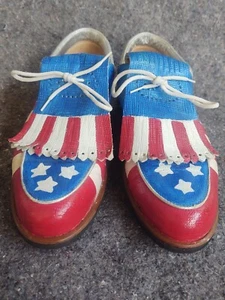 Aerogreen amerikanische Flagge rot weiß blau Damen-Golfschuhe Leder Italien Größe 6,5 " - Bild 1 von 12