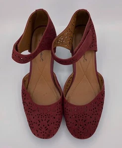 Easy Spirit CINDIE Burgundy Leather Round Toe Heels Women’s Size 9 W Hook & Loop - Picture 1 of 6