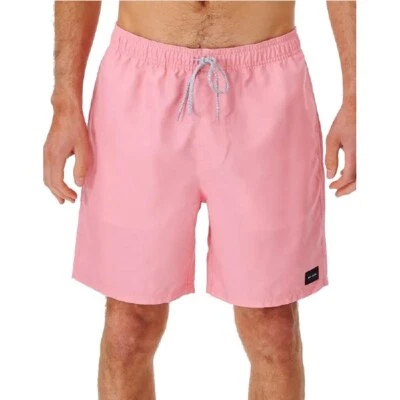 Rip Curl Men's XL Bondi Volley Shorts Swim Trunks Elastic Waist 17" Length Pink - Image 1 of 2