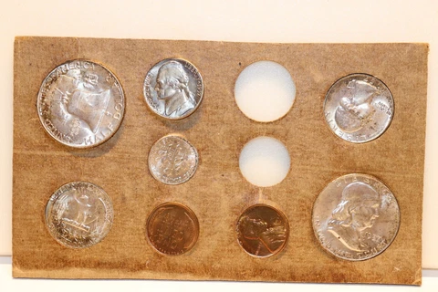 1957 D Denver Mint Only 1/2 Mint Set Original Card Missing 10c,5c Cover