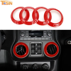 Car Air Conditioner Vent Cover Trim Ring for Jeep Wrangler JK JKU 2007-2010 Red - Picture 1 of 4