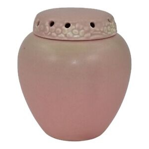 Rookwood 1942 Mid Century Modern Art Pottery Green Over Pink Covered Jar 1321E