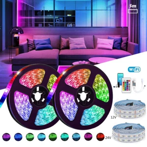 5m 10m 20m LED Streifen 12V 24V RGB RGBW RGBWW SMD 5050 IP20 Stripe Dimmbar Band - Bild 1 von 15