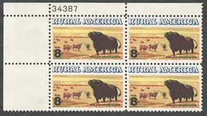 US. 1504. 8c. Angus & Longhorn Cattle, Rural America. Plat Block of 4. MNH. 1973 - Picture 1 of 2
