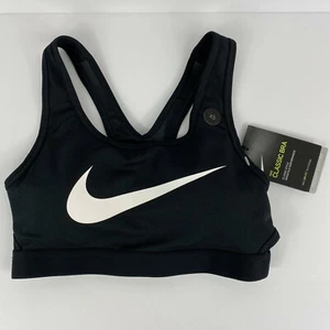 Nike SWOOSH Dri-Fit Women's Black Classic Padded Sports Bra Size XS NEW! - Picture 1 of 12