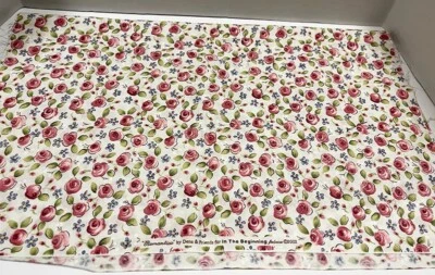 In The Beginning Romantica Fabric by Dena & Friends 2002 Pink Green Roses Cream - Image 1 of 3