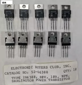 2N6388 10 Pack Hrris Power Transistors  80V  10A  NPN New and Original I04 - Picture 1 of 1