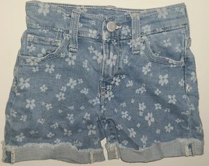 Girls size 7 Slim, High-Rise Rolled-Cuff floral blue denim JEAN SHORTS, Old Navy - Picture 1 of 6