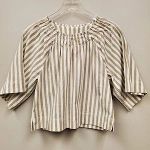 Everlane gestreiftes T-Shirt Seersucker gerafft Bio-Baumwolle Rundhals Gr. Small - Bild 1 von 8