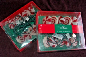 2 Strings PEPPERMINT Christmas Lights ~ Kurt Adler  ~ 10ft, 10 Lts w 2½" Covers - Picture 1 of 5