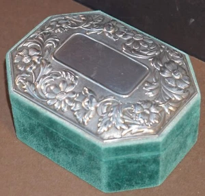 SCATOLA IN ARGENTO 925 E VELLUTO VERDE- BIAGINI PERUGIA VINTAGE - Picture 1 of 12