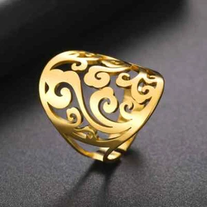 Anillo de pulgar largo vintage de filigrana con patrón espiral de filigrana abierta - Imagen 1 de 13