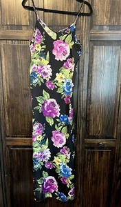 Forever 21 Black Floral Maxi Dress Size M - Picture 1 of 2