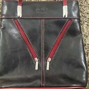 Vintage Vera Pelle Black & Red Italian Leather Convertible Handbag Backpack Rare - Picture 1 of 5