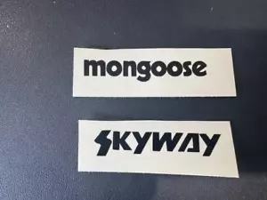 ZWEI SCHWARZE BMX AUFKLEBER RUB-ON DECAL SKYWAY MONGOOSE 3" LANG - Bild 1 von 3
