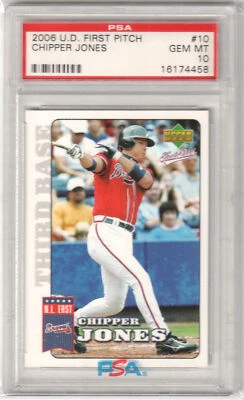 CHIPPER JONES 2006 Upper Deck First Pitch #10 PSA 10 GEM MINT - BRAVES Pop 4 - Image 1 of 2