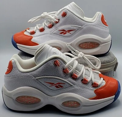 Reebok Question Low GS Allen Iverson Boys Size 6.5 White/Vivid Orange FY2344 NEW - Image 1 of 4