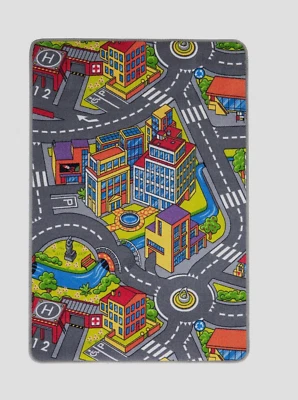 Kinderteppich Straßenteppich Schadstofffrei Spielteppich Auto Stadt 95x133 cm - Bild 1 von 2