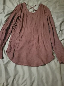 Chasor purple strappy back long sleeve Top Womens Medium waffle knit womans NWT - Picture 1 of 3