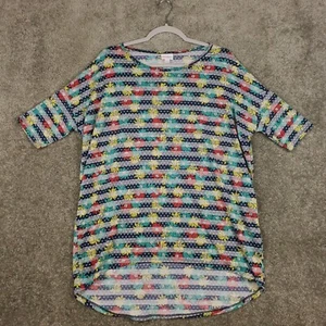 LuLaRoe Irma Striped Polka Dot Floral Sz S Womens Oversized TShirt Tunic Comfort - Picture 1 of 7