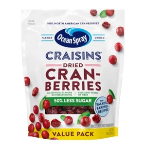 2 pack 50% Less Sugar Dried Cranberries, Dried Fruit, 20 oz Pouch - Picture 1 of 5