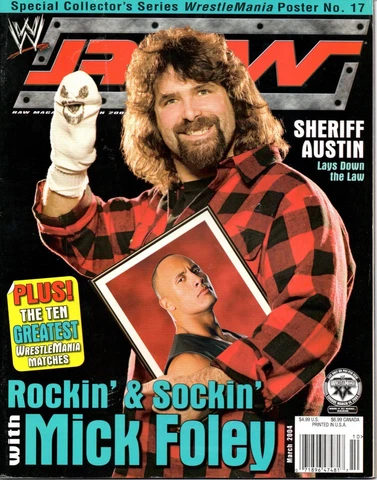 Mick Foley March 2004 Wrestling Magazine Raw WWE WWF 2 Sided Hardy Chyna Poster Cover