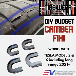 TESLA Model S X PLAID- REAR CAMBER KIT ALIGNMENT SHIMS -DIY TIRE WEAR FIX 1.5deg - Picture 1 of 7
